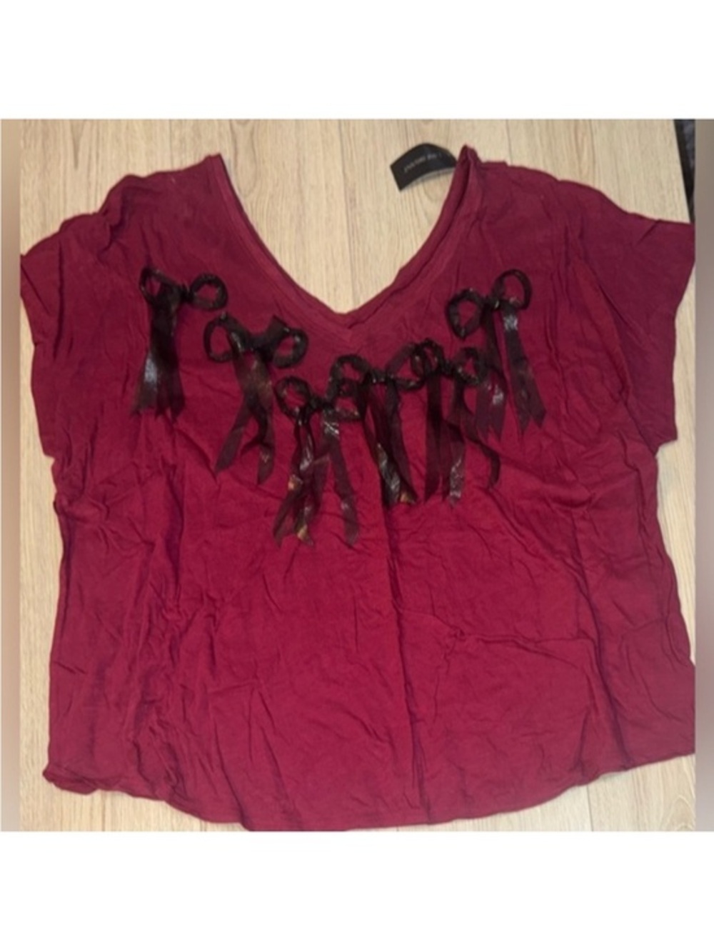 Lane Bryant maroon short sleeve shirt top